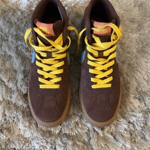 Nike SB Brown and Yellow High-Top Sneakers